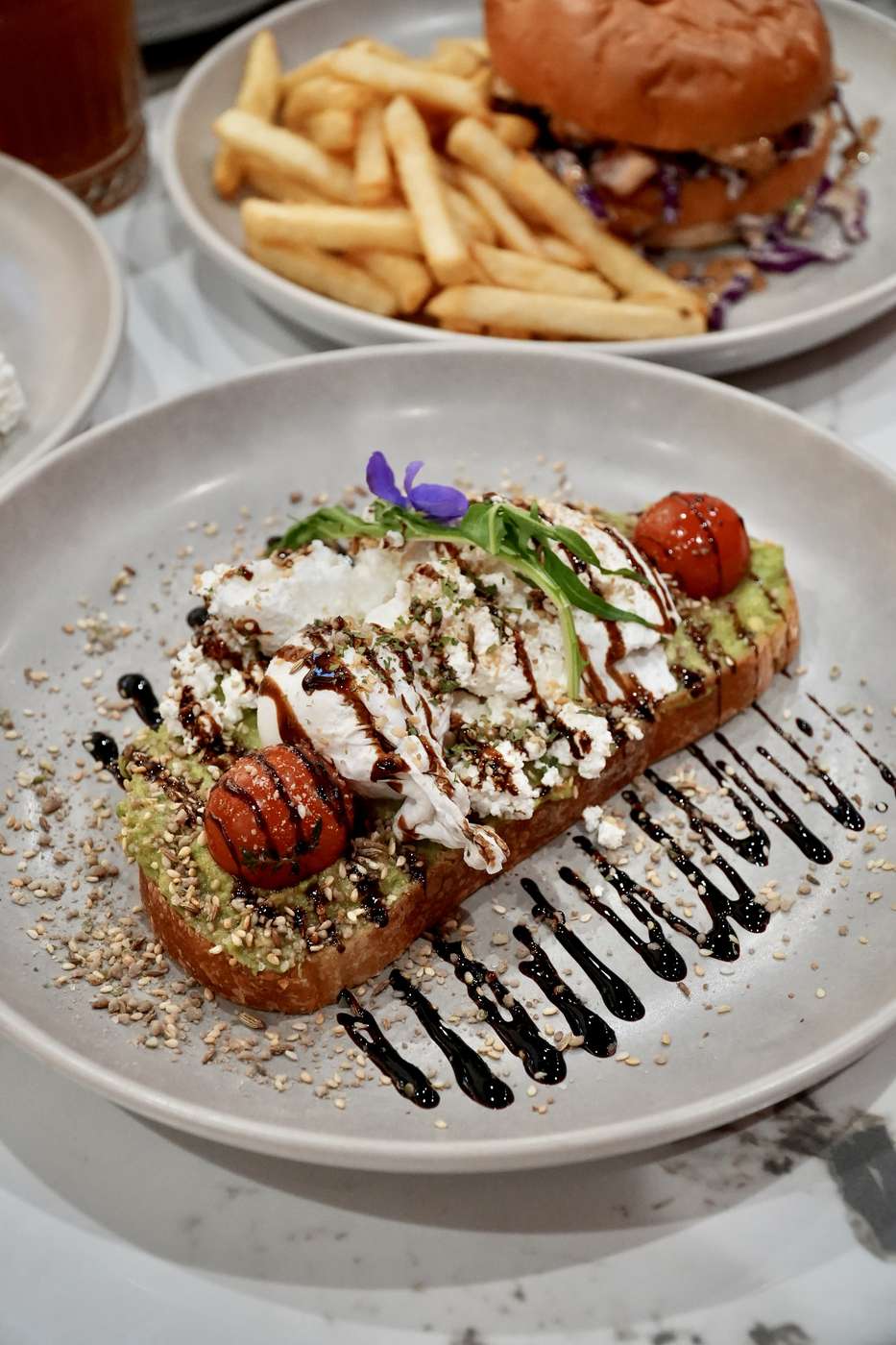 Avocado toast with poached eggs