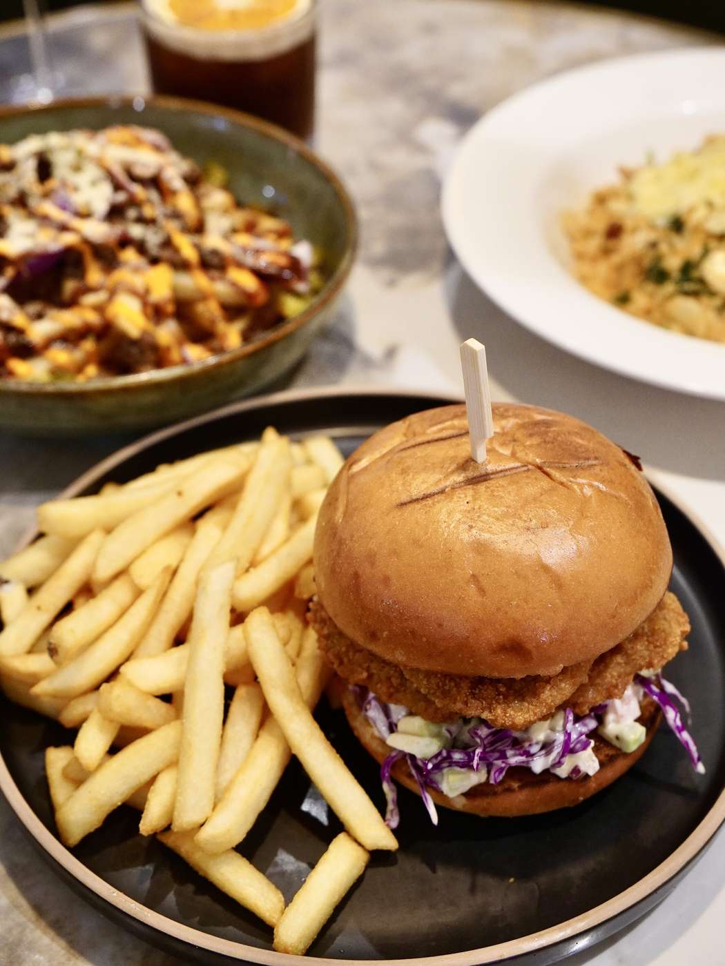Fried chicken burger with slaw