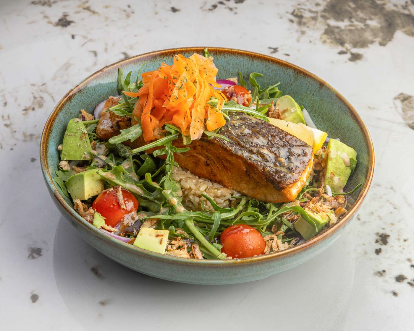Seared salmon grain bowl